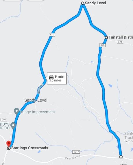 Route 622 (Cascade Rd.) detour, Pittsylvania County