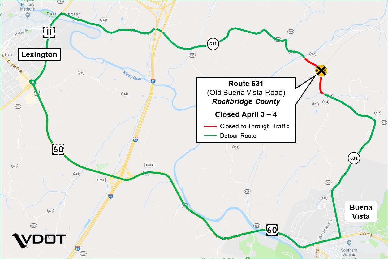 Route 631 Detour Map